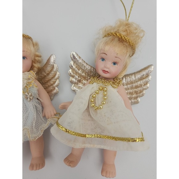 Vintage‎ Porcelain Doll Figure Angel Set Ornaments, 4 Ornaments - Picture 6 of 11